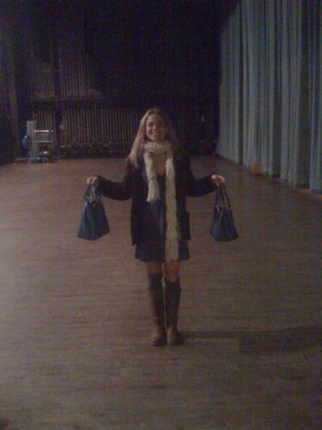 Me with two purses - on stage at the State Theater